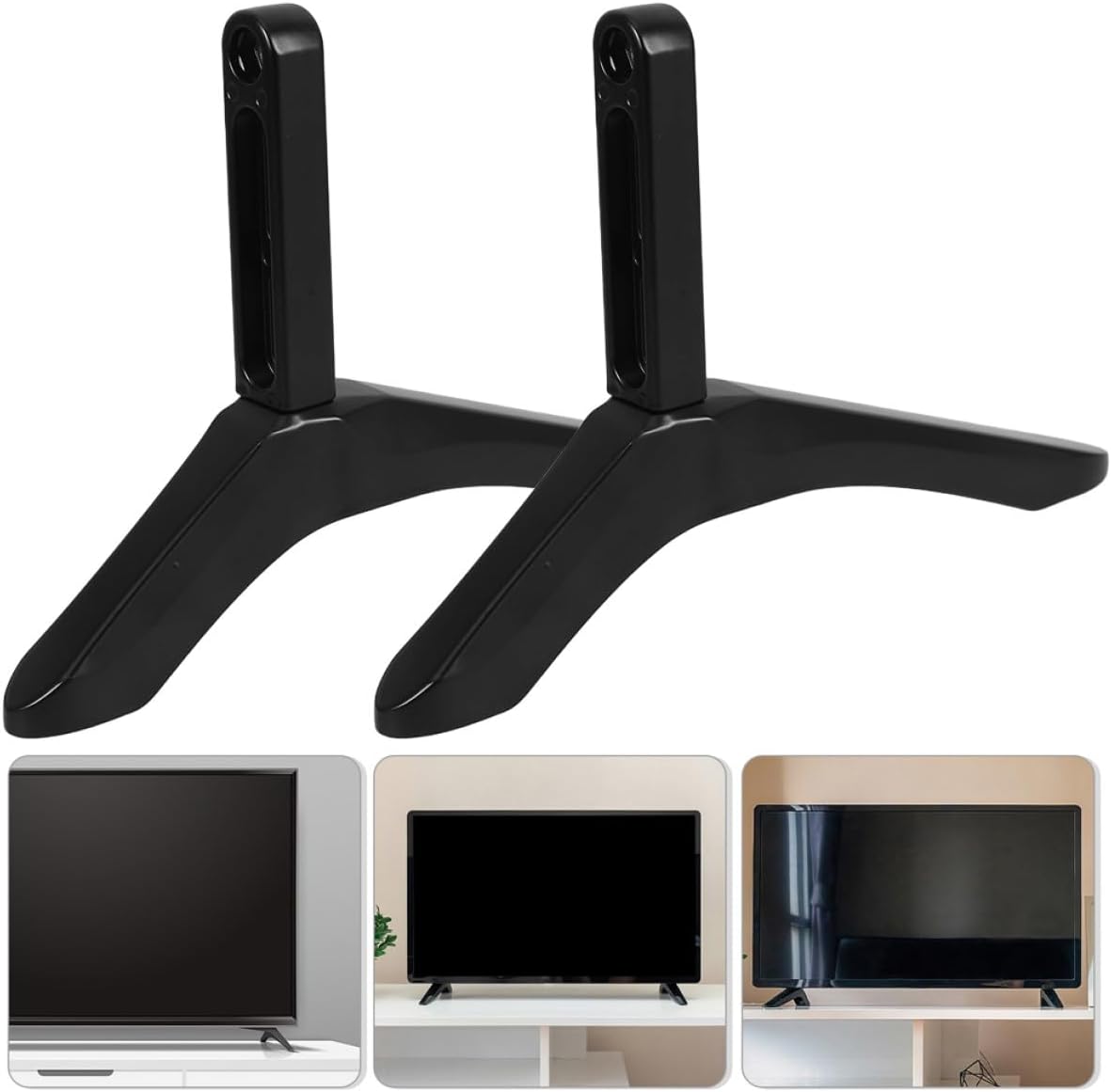 Kisangel Universal Replacement TV Stand Base with Aluminum Alloy Legs No-Drill Desktop TV Mount Stand Heavy Duty