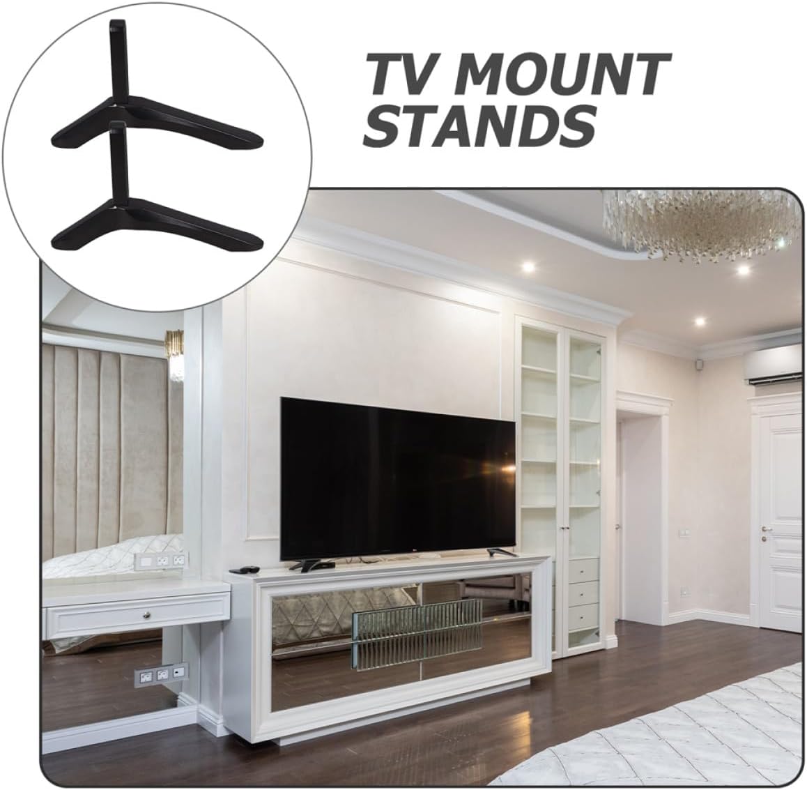 jojofuny Countertop Heavy Duty Aluminum TV Stand Base with Brackets, Universal TV Table Support Legs for Living Room