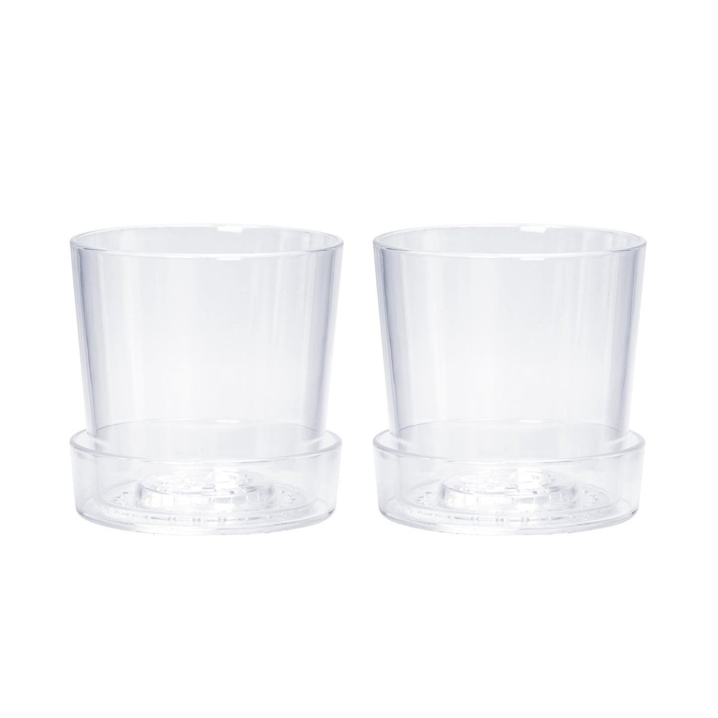 Phoenix Vine 4.5 Inch Clear Acrylic Planter Pot with Tray, Orchid Pot with Drainage Holes, Deep Saucer for Bottom Watering, Transparent Containers for Indoor Plants, Herbs, Set of 2, 91-A-E-2