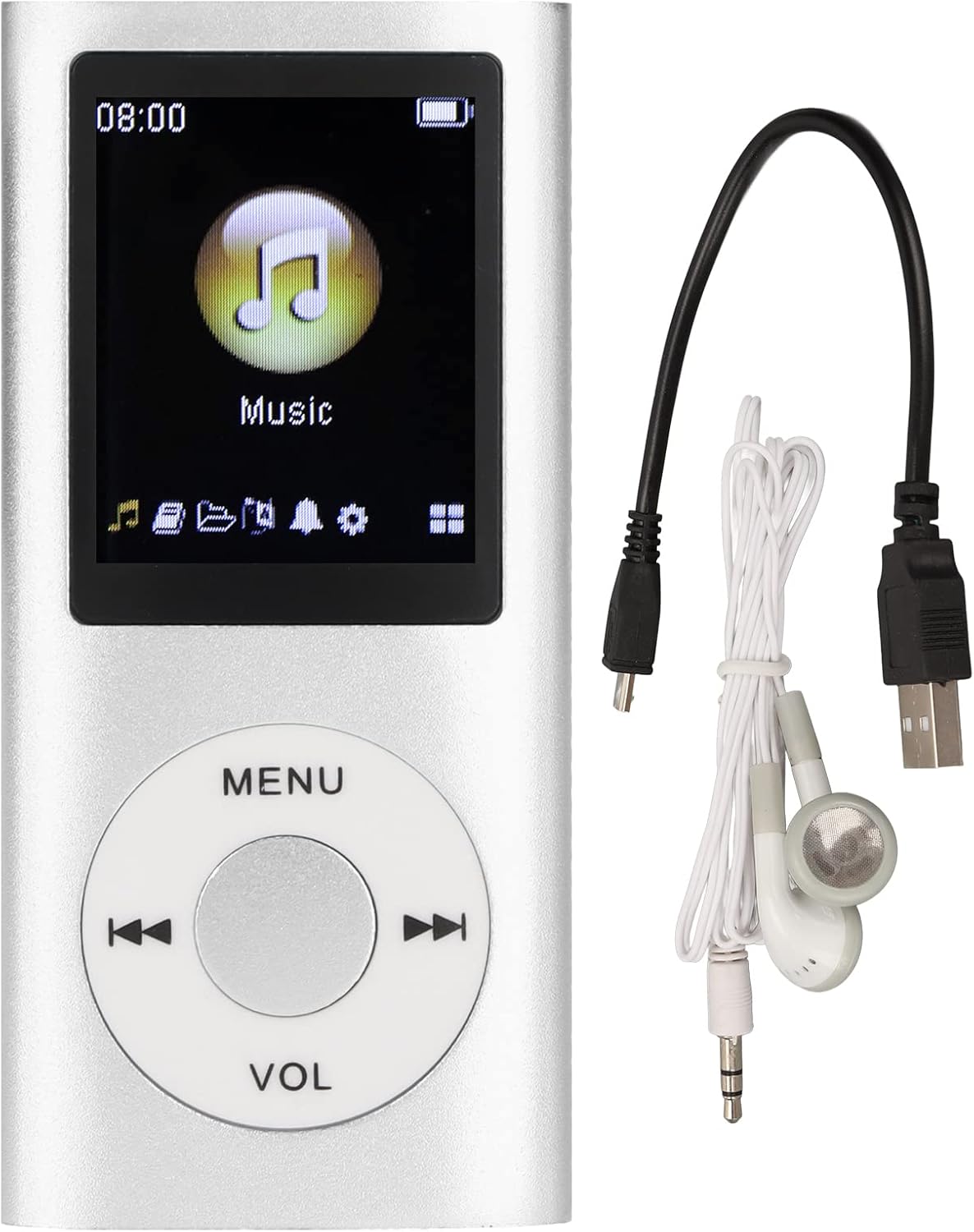 Diyeeni MP3/MP4 1.8 inch 64GB 8H Player, Portable Music Player with Earphone, HD Screen, Support up to Memory Card