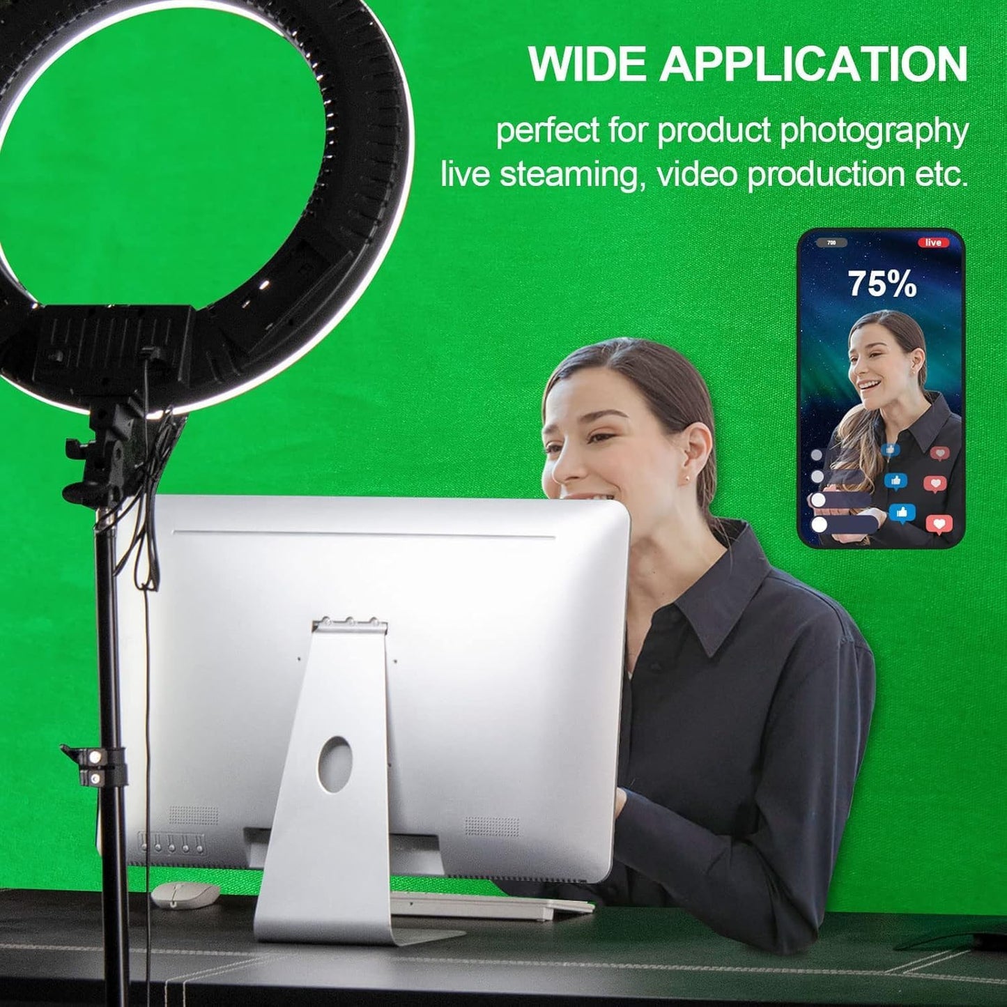 EMART 7x10 Green Screen Photo Backdrop, ft Photoshoot Backdrop Chroma Key Green Screen Polyester Cloth Fabric Curtain