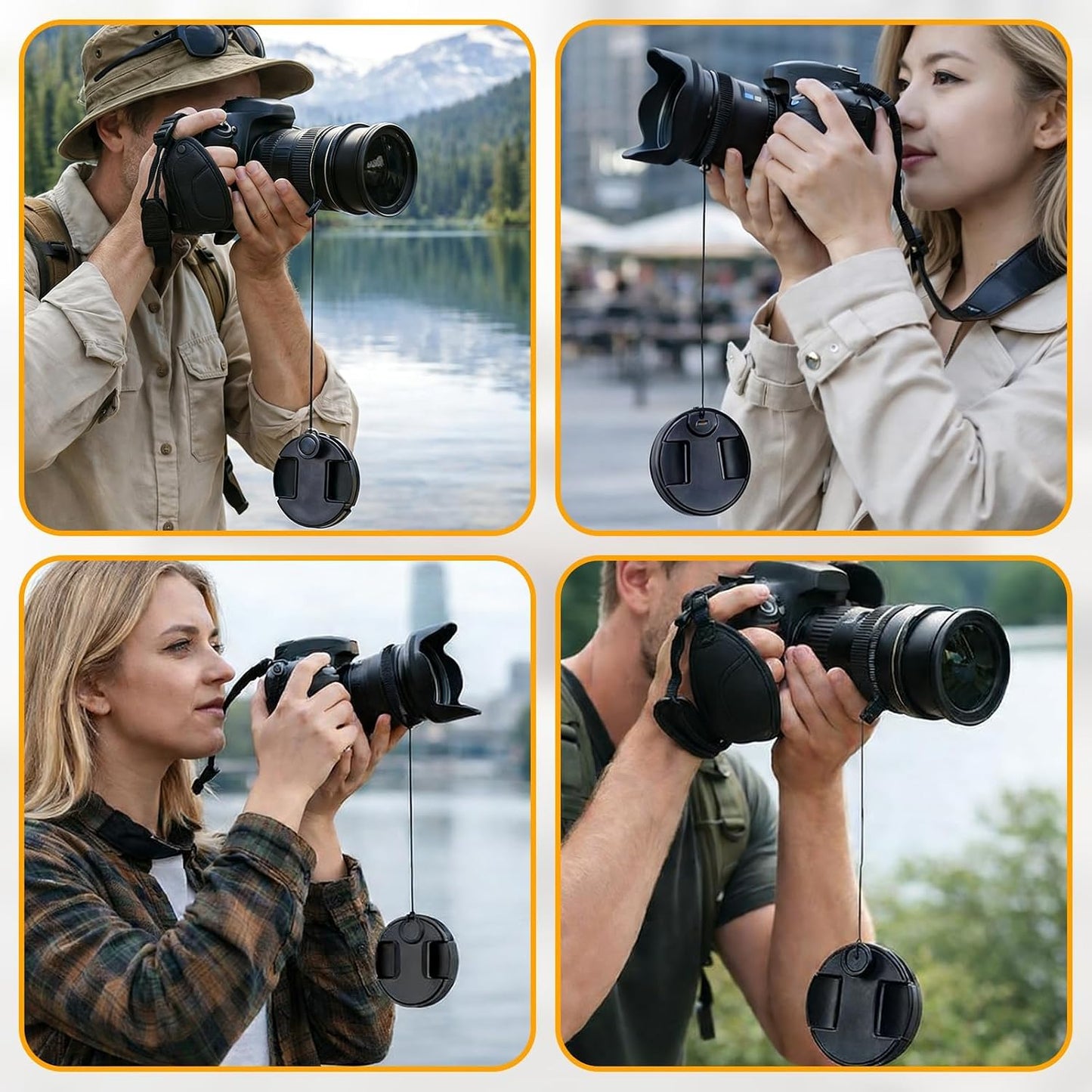 Asofelk 5PCS Camera Lens Cap Tether, Universal Lens Cap Leash & Keeper/Elastic String Holder Compatible with DSLR