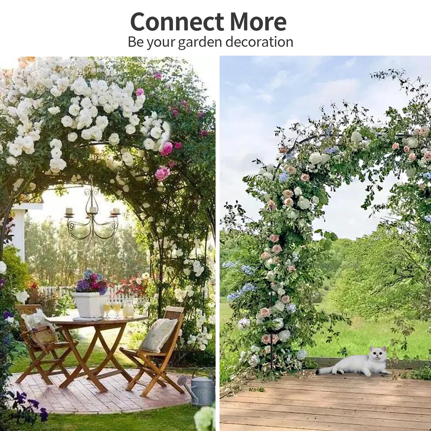 OnlyGarden Garden Arch Trellis, Trellis Arch for Climbing Plants Outdoor, 8.2 x 7.9FT Metal Full Garden Arbor, Garden Trellises for Patio Lawn Backyard, Large Archway Decoration Black 98.4" x 94.5in