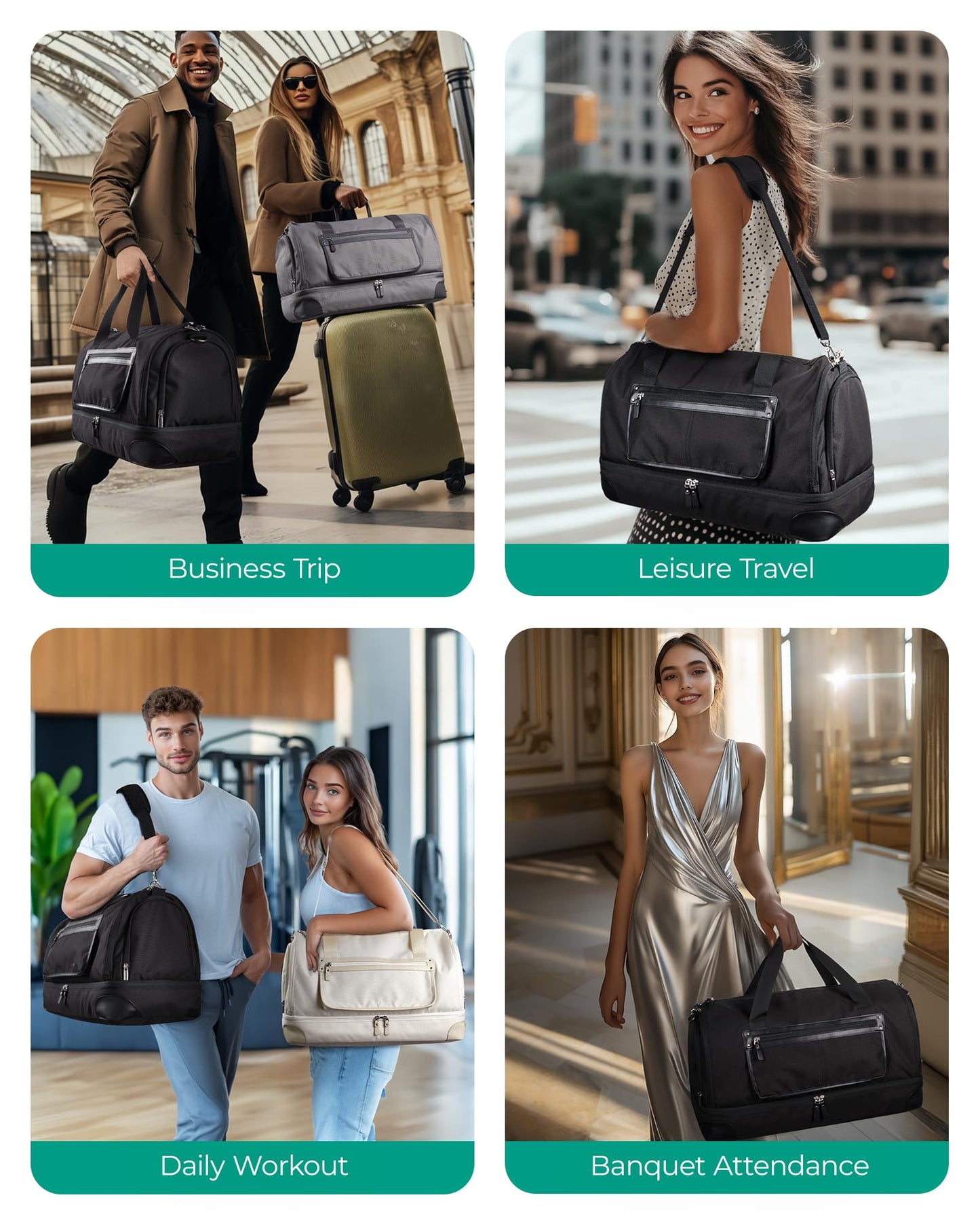 BAGSMART Garment Bags for Travel, Convertible Travel Garment Duffle Bag Suit Bags for Women, 2 in 1 Garment Bags with Shoe Compartment, Beige