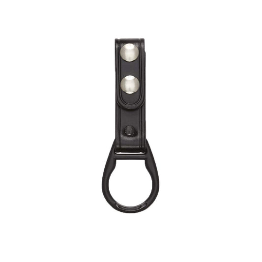 Aker Leather 551M Side Handle Baton Ring Strap, Black Leather Duty Belt with Chrome Snaps & Baton Ring, Fits Side Handle Batons, Snap onto Belts up to 2.25 Inches, Secure Law Enforcement, Made in USA
