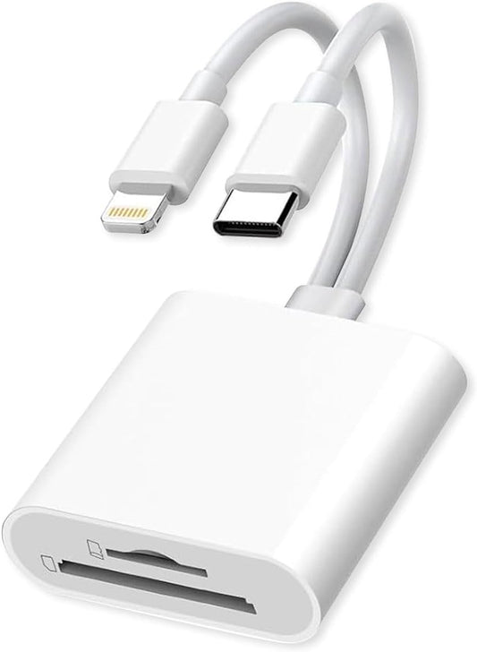 DKQRCSL SD Card Reader USB C for iPhone, iPad, SD Card Adapter for Digital Camera, Dual Interface Memory Card Reader
