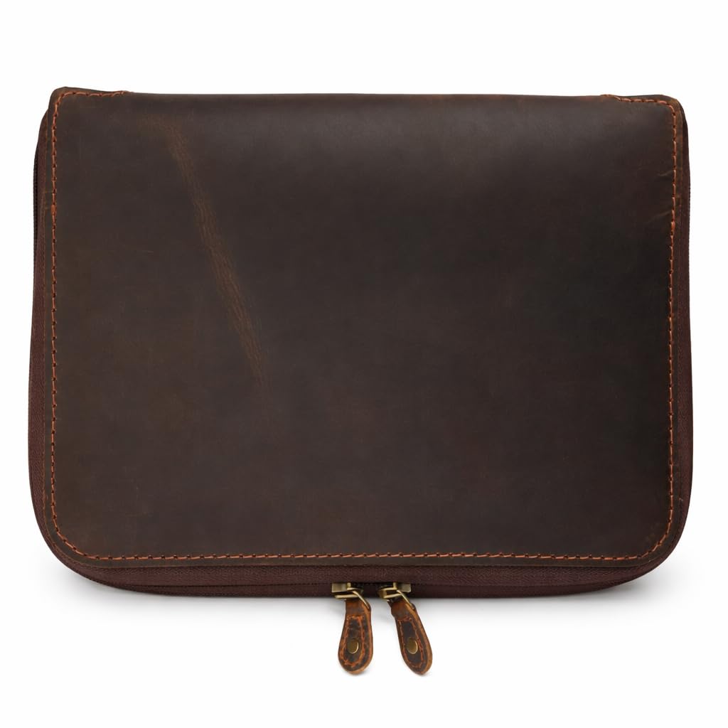 PavinCrafter XL Leather Journal Cover with Zipper & Card Holder – Refillable Full Grain Leather Notebook Cover for 7.0 x 9.8 Inches, Sketchbook 7.5 x 9.75 Inches & B5 – Compatible with Large Journals, Planners & Writing Pads