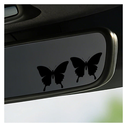 Craedli 2PCS Cute Butterfly Rearview Mirror Decal Car Sticker, Waterproof Vinyl Car Rear View Window Stickers for Women Teens, Butterfly Sticker Decoration for SUV Truck Waterbottle Laptop (Black)