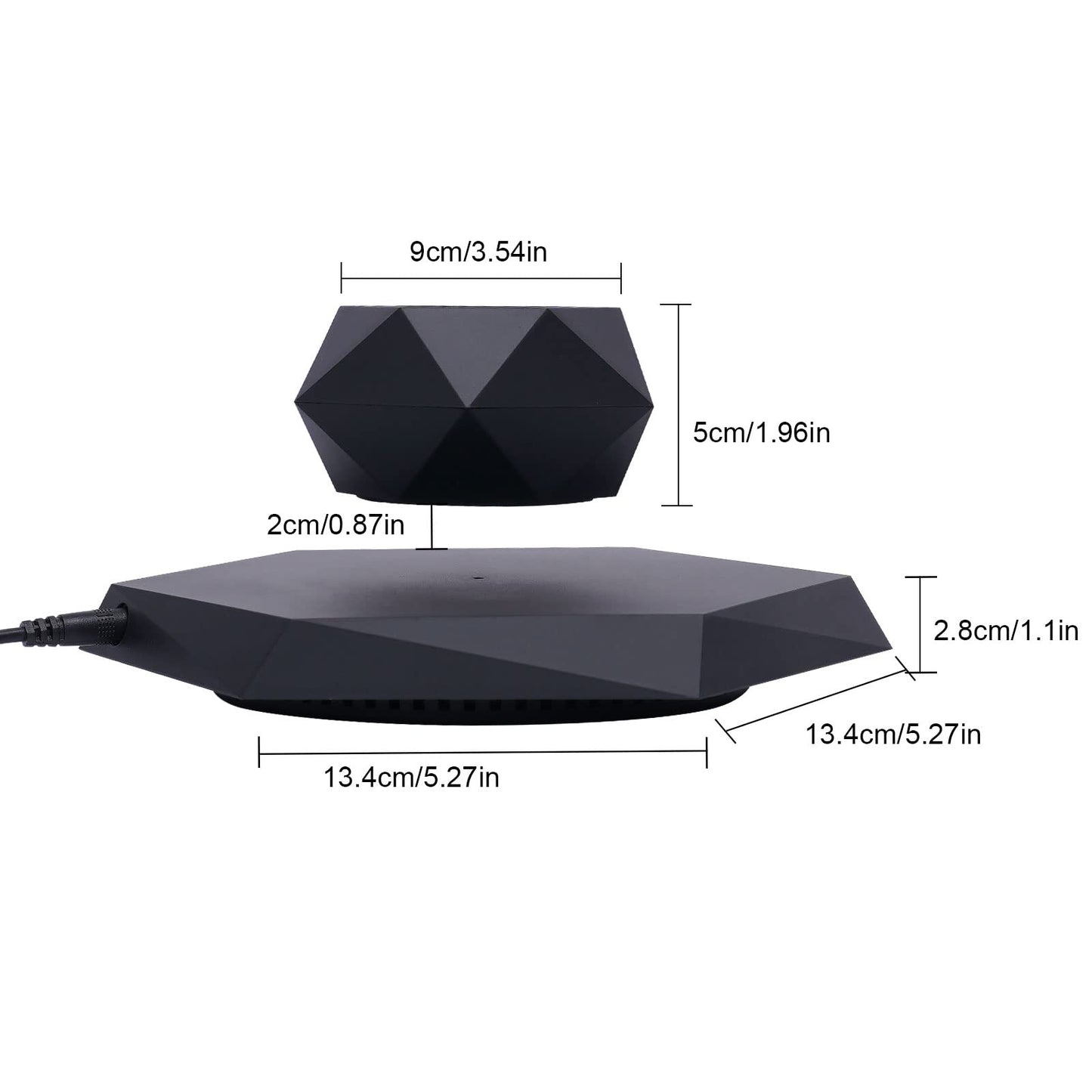 EEYBLAEEY Levitating Plant Pot Floating Plant Pot Magnetic Flower Air Bonsai Black Hexagon Suspension Floating 360 Degree Rotation Pot Home and Office Desk Decor