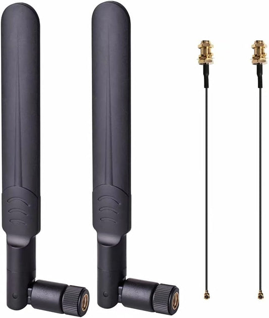 QUEENTI 2 8dBi 2.4GHz 5.8GHz +2 15CM PS4 x WiFi RP-SMA Male Antenna Dual Band x U.FL/IPEX to RP-SMA Female Pigtail