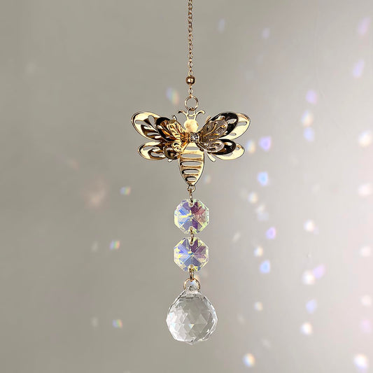 Crystal Suncatcher for Windows - Rainbow Maker Sun Catchers with Prisms Honey Bee Hanging Ornament for Christmas Wedding Garden Home Decor Gift