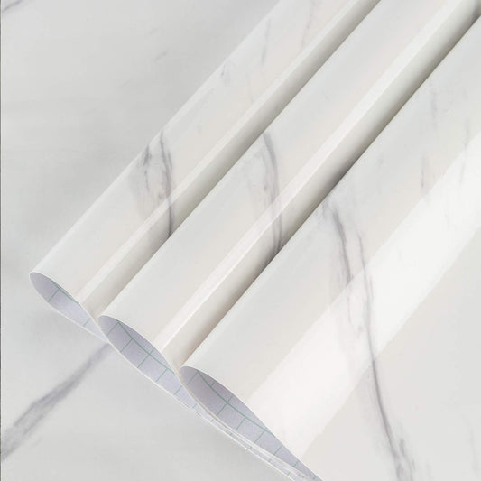 Large White Marble Granite Wallpaper Peel Stick Thicken 48x197inch Waterproof Furniture Sticker Self-Adhesive Contact Paper Marble Vinyl Wrap for Countertop Fireplace Backsplash DIY Wall Sticker