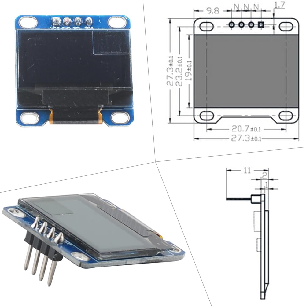0.96" inch 128x64 1306 3.3V-5V 2560 ESP8266 ESP32 (Pack 3) OLED Display Screen Module of S S - D - Yellow+Blue