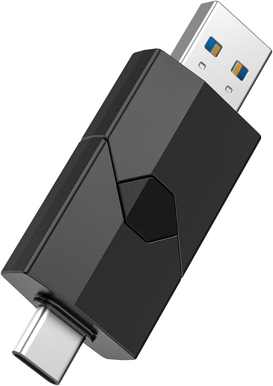 RAOYI 64GB 2 1 3.0 17/16/15 USB C Flash Drive in Type C + USB Flash Drive Dual OTG Retractable Type-C Thumb Drive