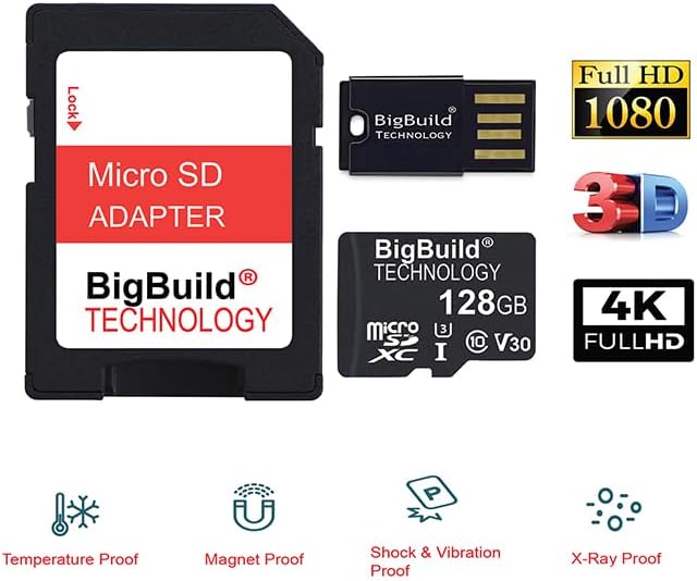 BigBuild Technology 128GB 100MB/s U3 7, 8 10, Ultra Fast microSDXC Memory Card for Amazon Fire Plus, Kids Edition, HD