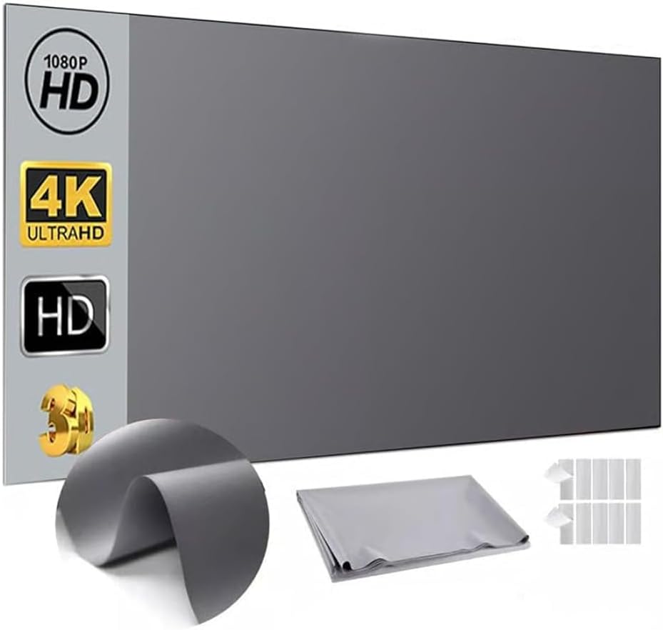 Generic 4k 16:9 Screen,160Wide (92in) Metal Lightproof Foldable Portable Movie Screen, HD Anti Light Projector Viewing
