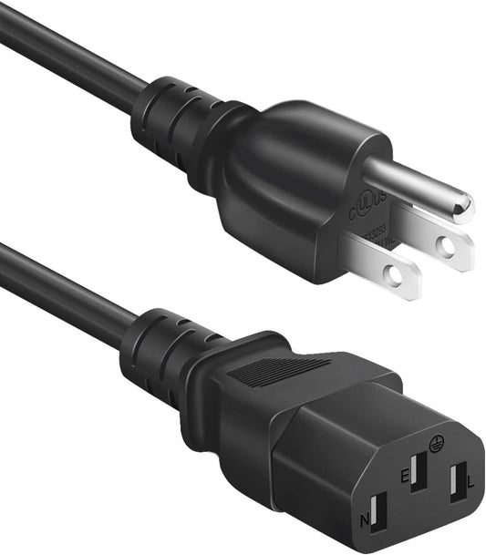 Narpendu 3-Prong 6 (1.82 Universal AC Power Cable for Computer, TV, Monitor and More, Feet Meters), Black