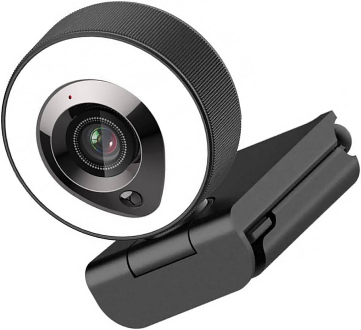 DOITOOL 4k Auto-Focusing USB Webcam with Fill Light and Mic, High Definition Computer Camera for Live Streaming, Video