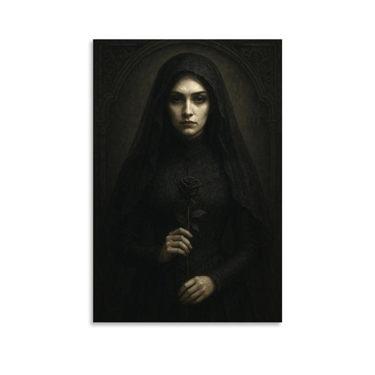 Featuring A Woman Wearing A Black Headscarf Poster Gothic Art Poster Print Modern Decorative Wall Artwork for Home And Office High Definition Print Poster Unframe-style 12x18inch(30x45cm)