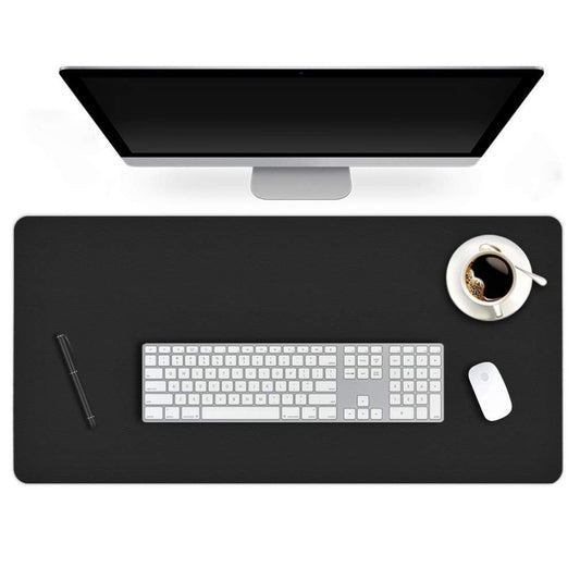 24 X 60 Inch XL Desk Mat Desktop Protector Non-Slip PU Leather Desk Pad Blotter Laptop Computer Gaming Keyboard Mouse Pad Writing Mat Desk Cover for Women Men Kids Girls Rctangular Waterproof Black
