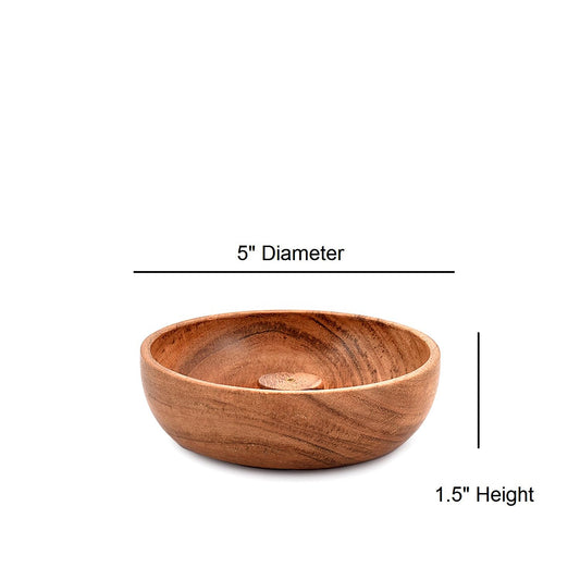 Samhita Acacia Wood Round Incense Stick Holder,Incense Burner, Ash Cather and Aromatherapy Ornament Home Décor (5" x 5" x 1.5")
