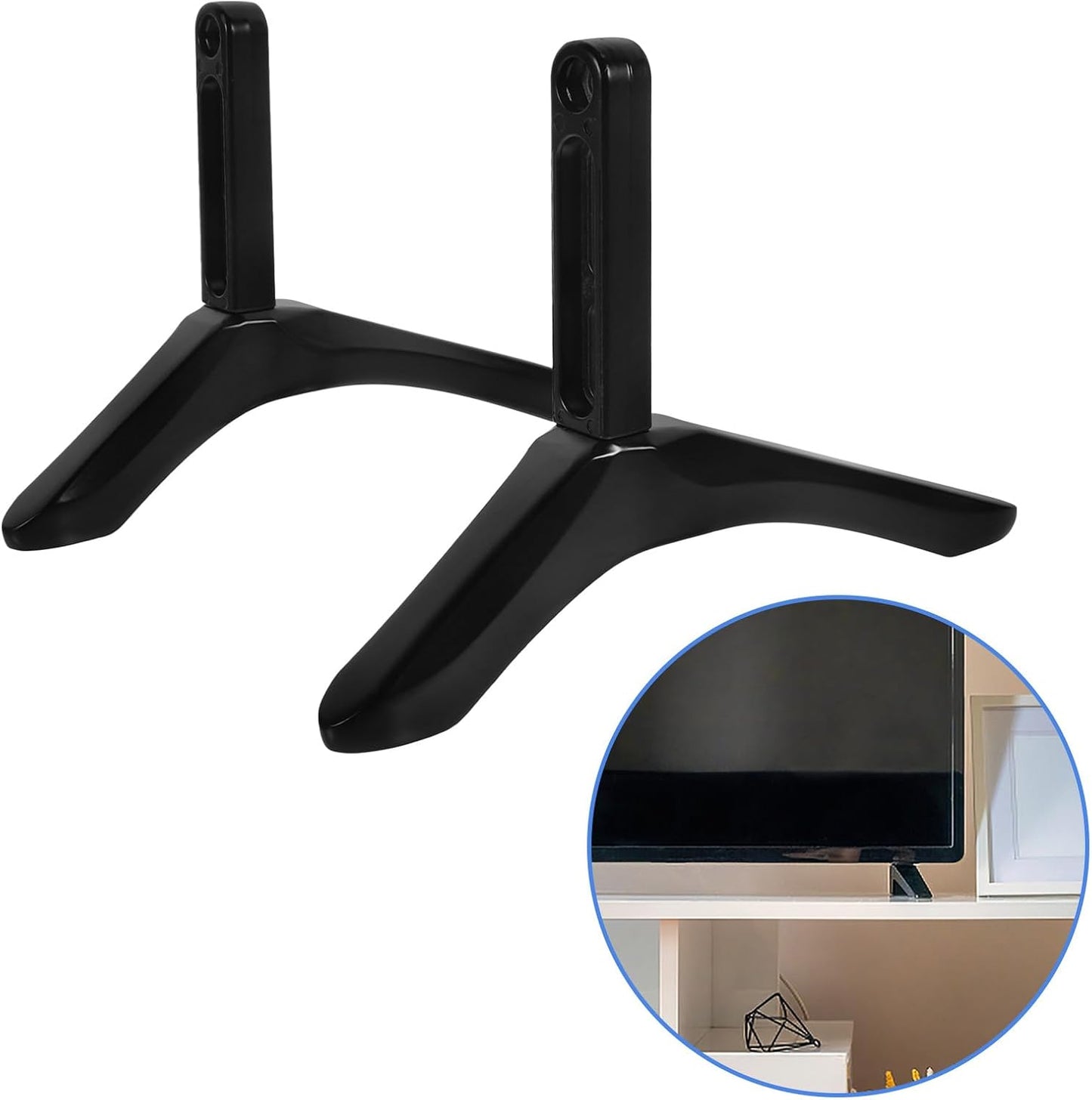 Uonlytech TV Stand Base Pedestal with Screws Black Tabletop TV Holder Support Bracket Replacement Feet Support