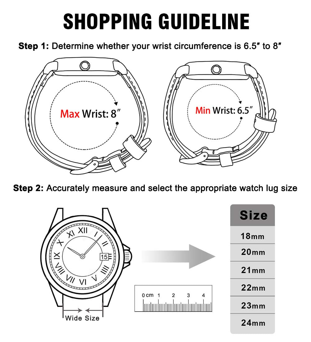 Ritche Genuine Classic Vintage Quick Release Black Leather Watch Band 18mm Top Grain Leather Watch Strap, White Elephant Gifts, Stocking Stuffers for Men, Father's Day gifts