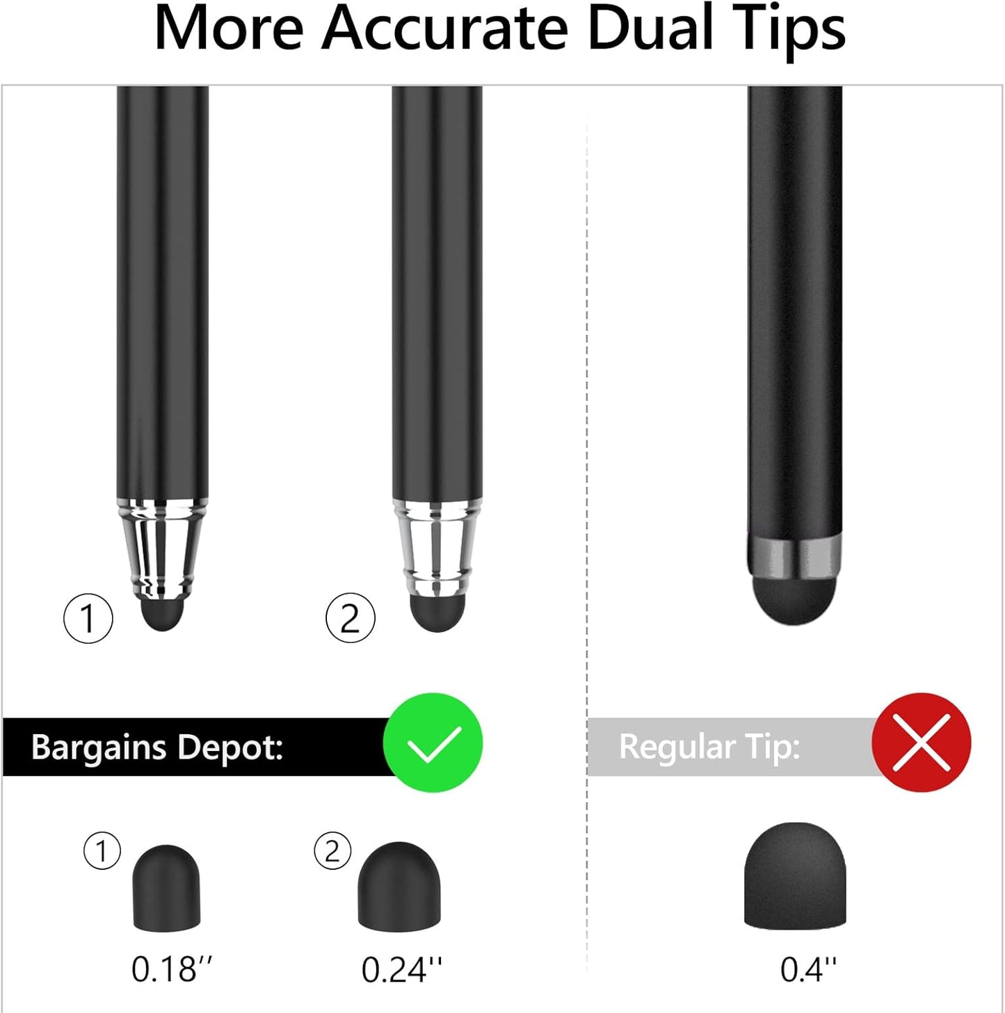 Bargains Depot (2 Pcs)[0.18-inch 5.5" Fine Tip ] Stylus Touch Screen Pens L Perfect for Drawing Writing Gaming