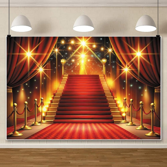 ChloropLastid 10x8ft Red Carpet Backdrop Movie Night Glitter Light Photo Decorations Award Ceremony Banner Decorfor