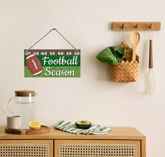Football Decor Retro Football Season Wooden Hanging Sign Football Wall Plaque For Party Club Home 6x12 Inch