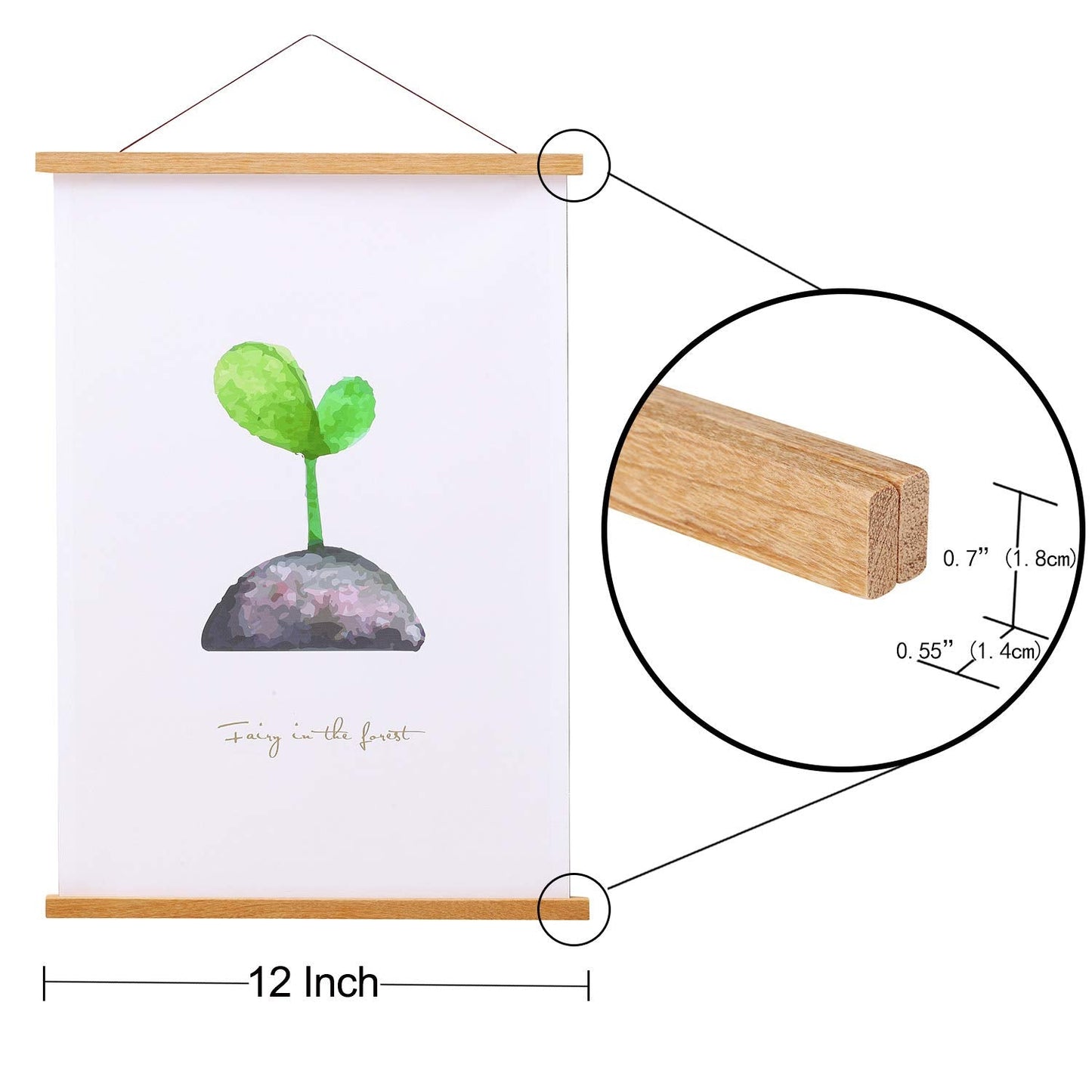 FALAMON Magnetic Poster Hanger Frame, 12x16 12x18 12x24 Teak Wood Magnet Poster Frame for Posters, Prints, Photos, Pictures, Maps, Scrolls, and Canvas Artwork