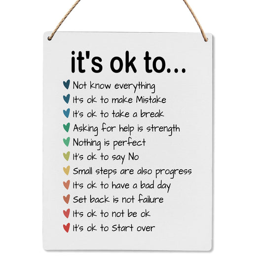 UYIKG Therapist Therapy Office Wall Decor Sign,Nursery Classroom Mental Health Decor,Inspirational Motivational Therapy Wall Decoration Sign for Kids Room Bderoom,It's Okay to Art Decoration,8x10 Inch