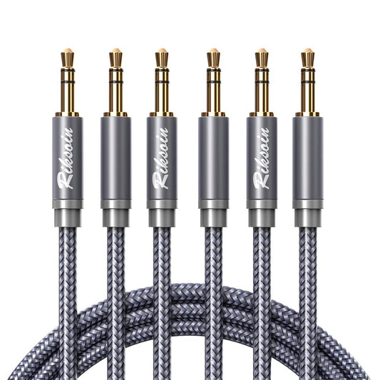 Cord-3.5mm 3 Pack 3.5mm Stereos,Mp32ft+4ft+10ft,Grey Aux Male to Male Auxiliary Audio Cable [Shielded,Hi-Fi] Audiophile