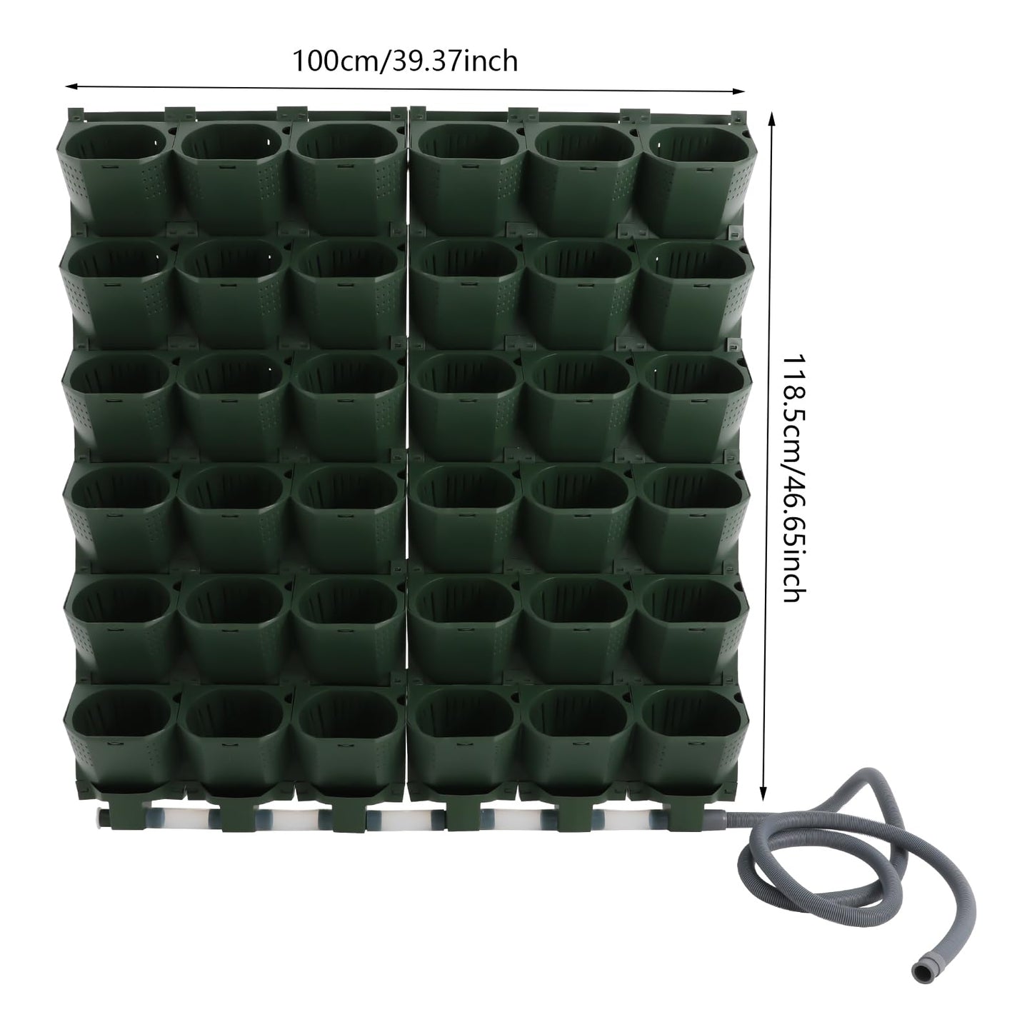RENFANSHOP Wall Mounted Vertical Garden Planter, 6 Row 36 Pockets Stackable Wall Planter with Self Watering System & Timer for Outdoor Indoor Garden