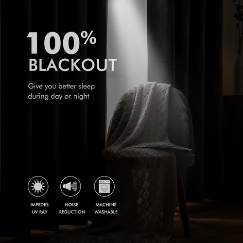 MIULEE Blackout Linen Textured Curtains - Thermal Insulated Dusty Rose Drapes | Luxury Room Darkening 42 x 90 Inch (2 Panels)