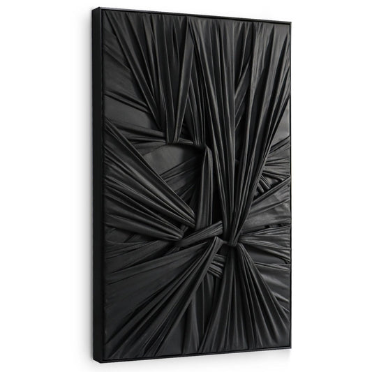 SAFERRYHOME Black Abstract Textured Minimalist Wall Art - 3D Contemporary Dimensional for Home Office Living Room Modern Wall Decor Framed - 24"x36"