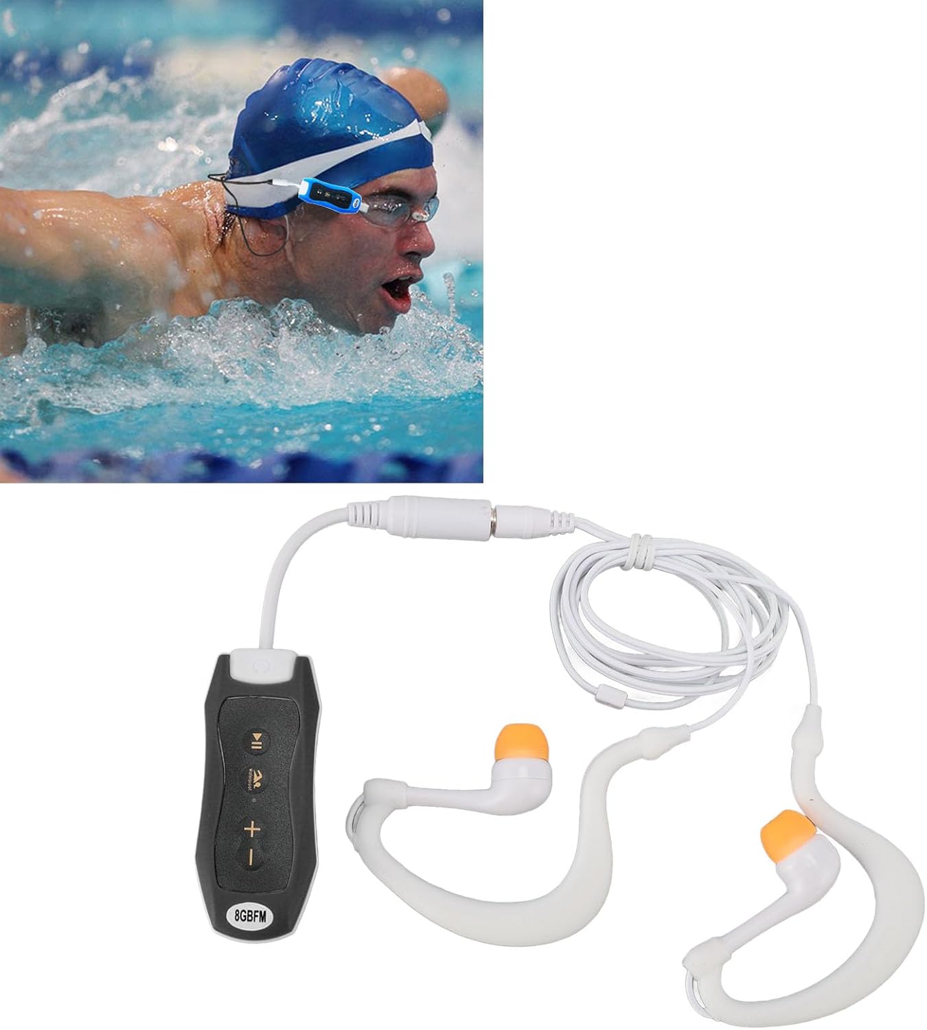 LUCKDANO MP3 MP3 IPX8 Swimming, 8GB (8GB) Player Player - Rated Rechargeable Music with Earphones for Diving
