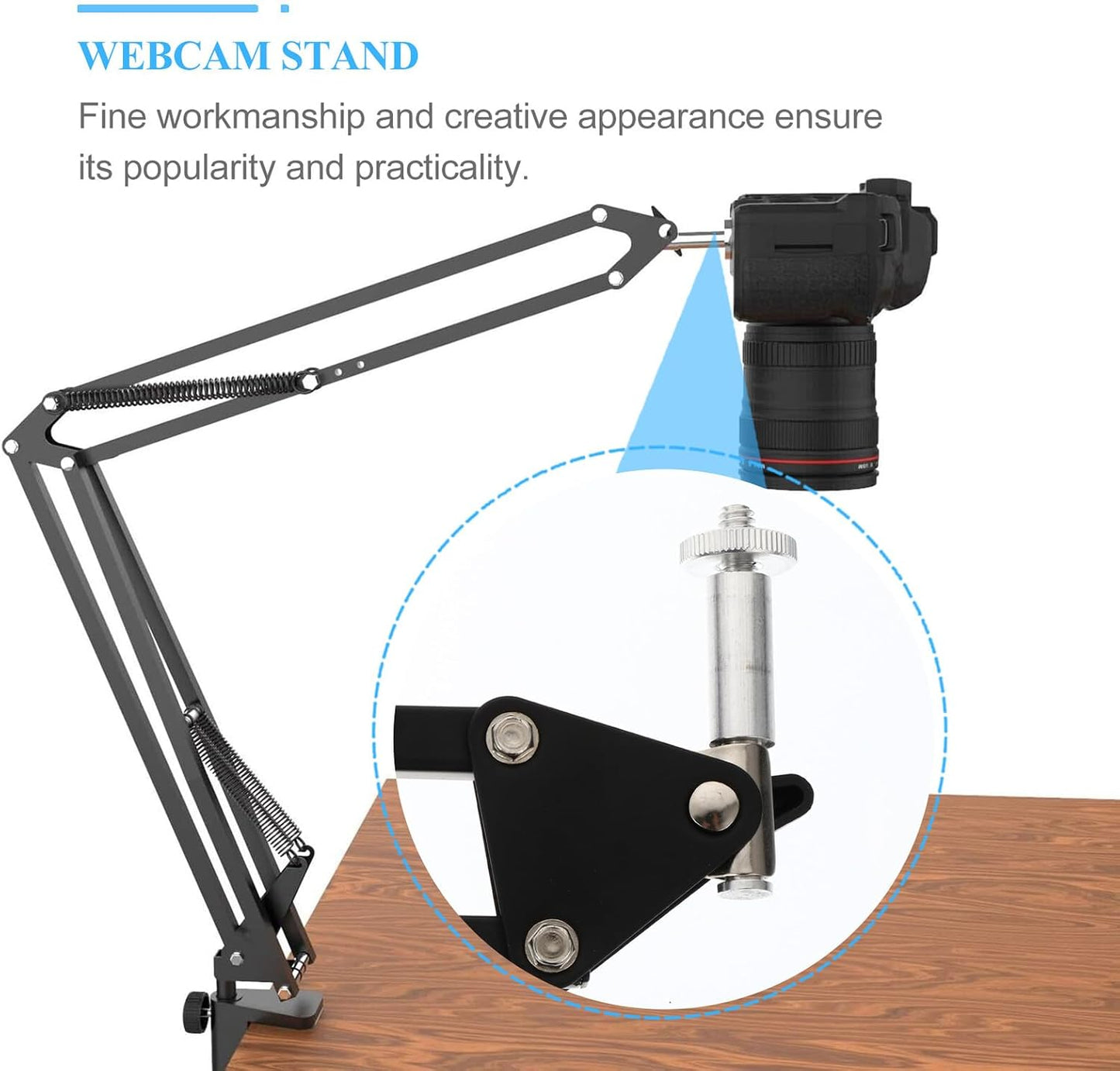 Lurrose 1/4 Metal Webcam Holder and Desktop Scissor Arm Stand with Screw Clamp, Adjustable Suspension Boom for USB