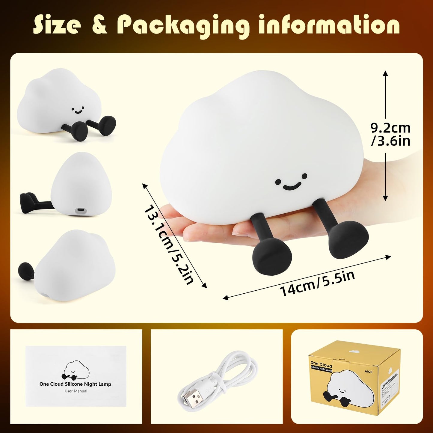 YISUN Cloud Night Light, Cute Silicone Nightlight for Baby Toddler, Rechargeable LED Nursery Lamp with Timer, 3 Level Dimmable Soft Squishy Night Lamp Gift for Bedroom Kids Room Decor