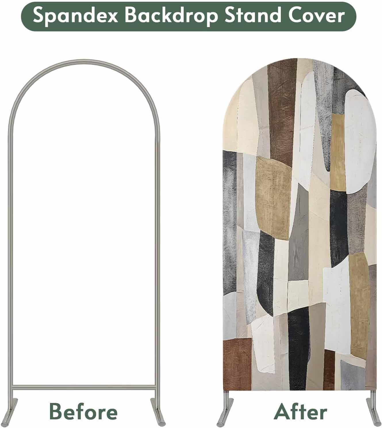 Jnbasdffb 6 Abstract Geometric Wedding Arch Cover, Stretchy Spandex Arch Backdrop Stand Covers FT, Oil Painting Simple