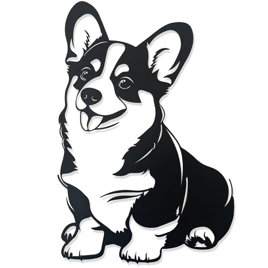 Corgi Metal Wall Décor,Gifts for Corgi Lovers,7x11"Lovely Black Decorations,Unique Iron Dog Statue,Dog Room Decor, Cartoon Animal 3d Wall Art for Bedroom,LivingRoom,Garden,Cafe,Outdoor Wall Hanging Decor