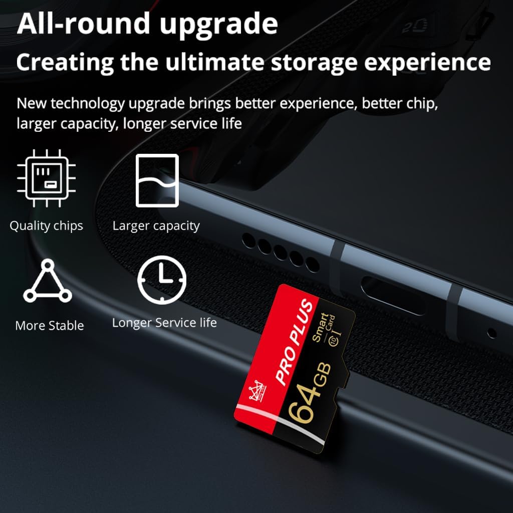 Bliksem 3 Pack 64GB C10 A1 (64GB-3 Pack) Memory Card with Adapter, High Speed TF Card, UHS-I Memory TF Card