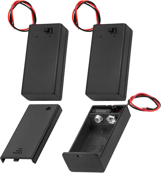 DAIERTEK 9V 9 9V 9 -3Pack Battery Holder, Volt Battery Holder with ON/Off Switch Cover Lead Wires Battery Box Volt