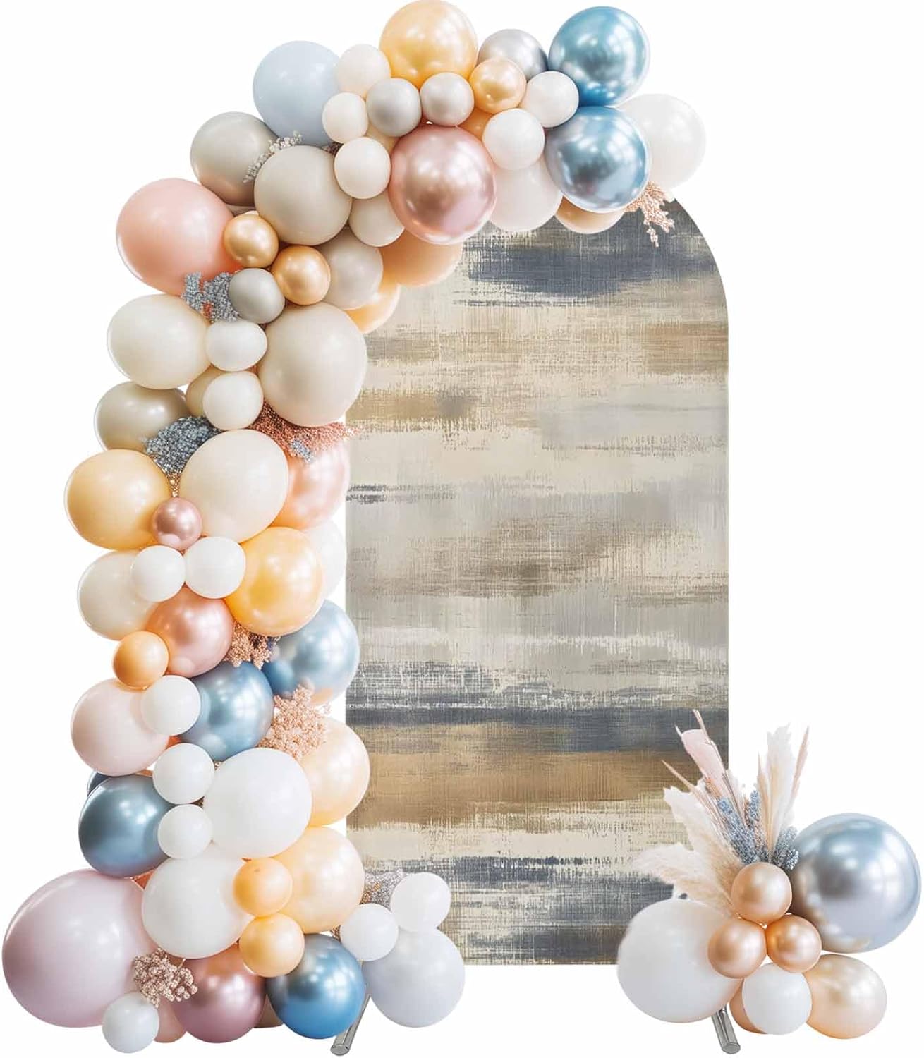 LFoveYuamer 6.6 Ft Arch Backdrop Cover, Brown Beige Ombre Decorative Wedding Arch Covers Spandex Fitted, Geometric Oil