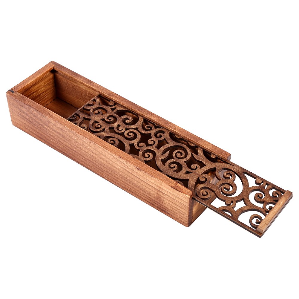 Joyzan Wooden Pen Box, Wood Pencil Storage Case Retro Stash Organizer Removable Cover Rectangular Ballpoint Pen Display Holder Gift Desktop Office Necklace Bracelet Jewelry Cosmetic