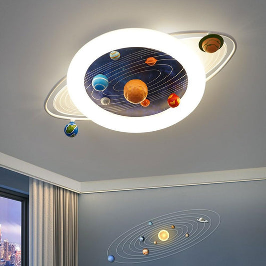 YXTSIMV LED Ceiling Lamp Modern Dimmable Creative (with Remote Control Device) 24.8-inch Universe Planet Acrylic Lampshade Suitable for Children's Room Nursery Kindergarten Girls/Boys Room