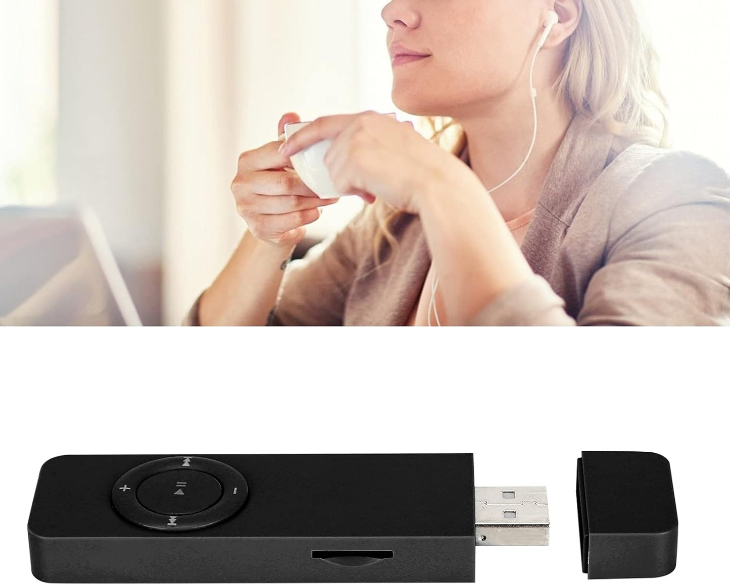 Dioche MP3 32GB 3.5mm USB Player with Expandable Memory, Includes Earphones & Clip, Portable Music Player for Kids