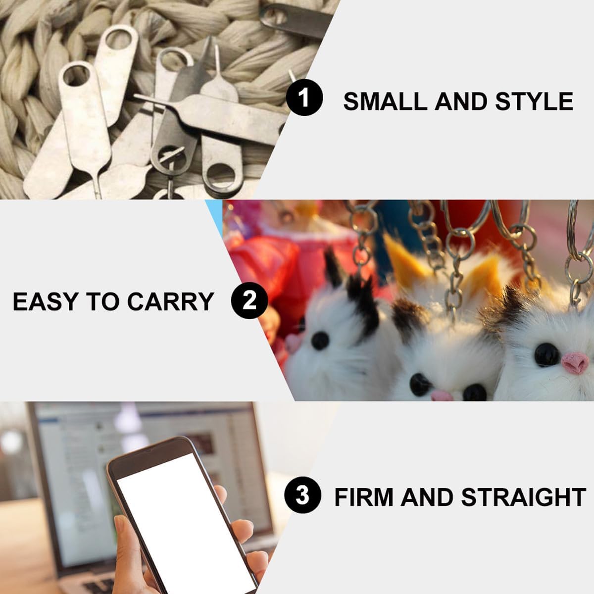 100pcs Set Toddmomy Universal Sim Pin Ejector Tool for Mobile Phones, Hard Steel Material, Compatible with Smartphones