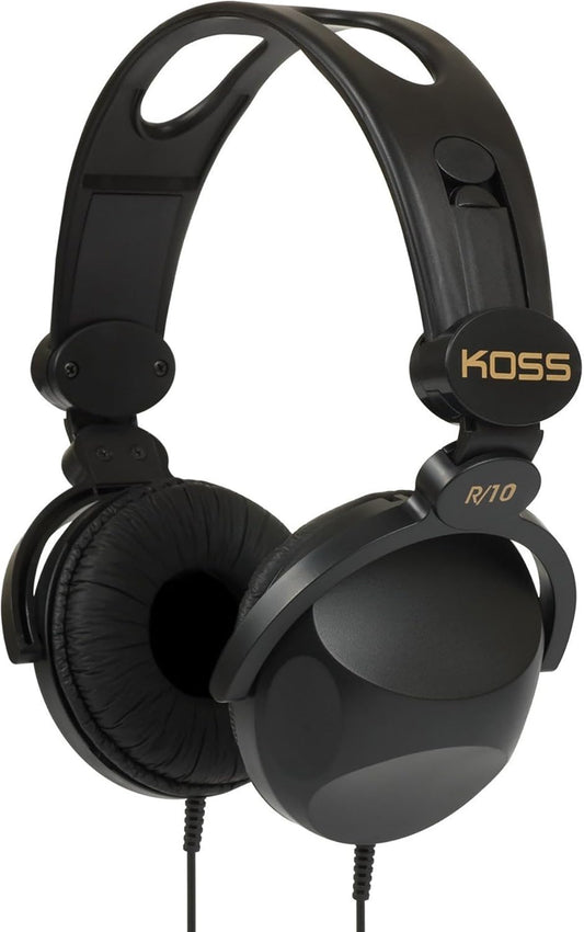R-10 8 Koss On-Ear Headphones, Lightweight, Foot Cord, Retro Style, Black