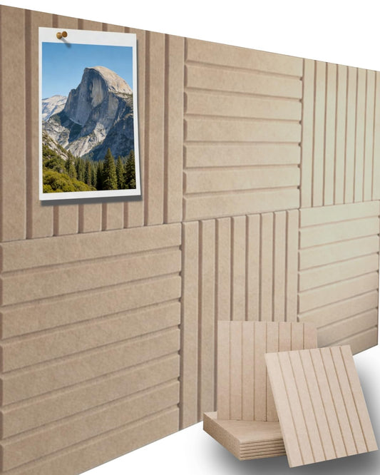 Chimelva Felt Bulletin Board 35" x 23", 6 Pack Cork Board Alternative with 30 Safe Removable Adhesive Tabs, Pin Board for Home Office Classroom Wall Decor(Dark Camel)